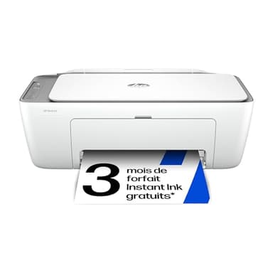 HP DeskJet 2820e, 588K9B, Imprimante Tout en Un, Jet d'encre, Couleur, 3 Mois d’Instant Ink Inclus, Photocopie, Scan, Impression, WiFi, Blanche et Grise