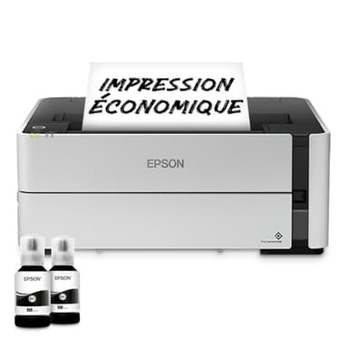 EPSON EcoTank ET-M1170 | Imprimante jet d'encre monochrome - A4 sans fil, réservoir haute capacité - Économie de 90% sur les coûts d'impression, 20ppm, recto-verso, Ethernet, garantie 1 an - noir