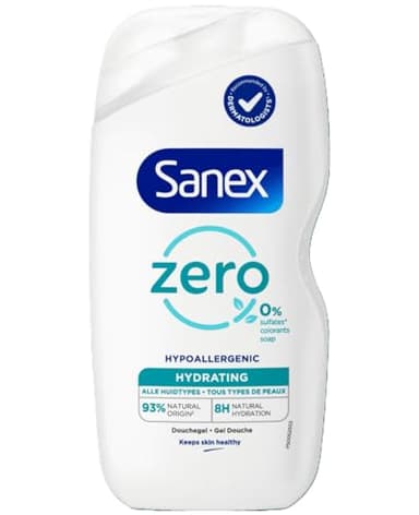 Sanex Lot de 6 flacons de gel douche purifiant Zero% avec ingrédients essentiels Pour tous les types de peau 400 ml