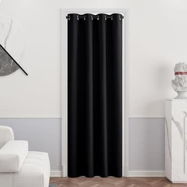 PONY DANCE Décoration de Maison - Rideau Occultant - Rideaux Thermique de Fenêtre Lumineux Bloquer Isolation Phonique Uni pour Chambre, 140 Largeur et 240 cm Hauteur, 1 Pièce, Noir