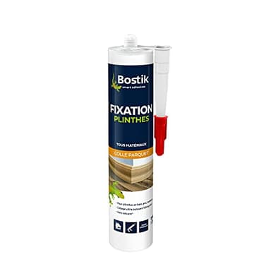Bostik Colle de Fixation pour Plinthe en Bois, PVC et Medium – Colle Mastic Acrylique pour Parquets – Usage Intérieur – Prise Immédiate – Sans Solvant – Blanc – Cartouche 310 ml