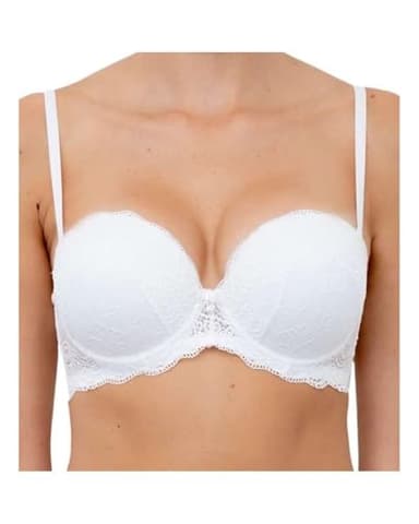 LORMAR Soutien-gorge double dentelle super push-up air gel plus 2 tailles AEXTRAPIZZO - Blanc - 2