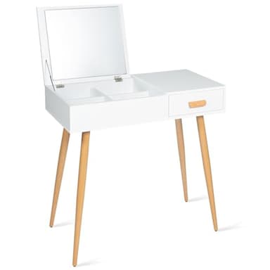 IDMarket - Coiffeuse scandinave Lisa Miroir Rabattable Blanche