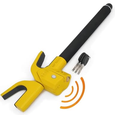 URBAN UR978Y Antivol Voiture Double Sécurité | Canne Antivol Voiture + Alarme Hi-Tech 120dB LED Warning | Sûr, Dissuassif, Résisté Tentative Vol | Bloque Volant Breveté, Barre Bloc Auto Universelle