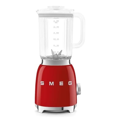 Smeg, Blender BLF03RDEU 1,5 L, 4 Vitesses, 4 Fonctions Smoothie, Pulse, Glace Pilée et Autonettoyant, Bloc Moteur et Bouchon Doseur, Base Antidérapante, Range cordon Intégré, 800W, Rouge