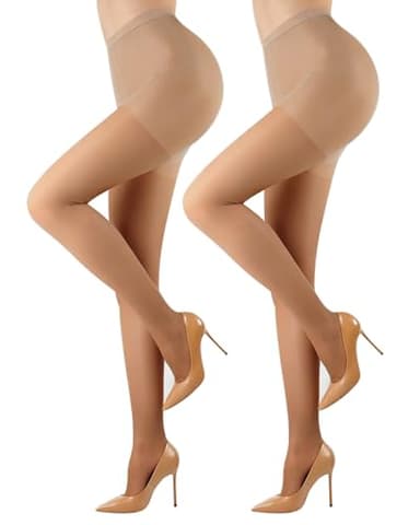 PROPOG 2 Paire Collant Femme - 30D Transparent Collant Gainant Femme Sans Pression Anti-Déchirure, Matité Amincissante, Taille Haute (Travail & Quotidien)