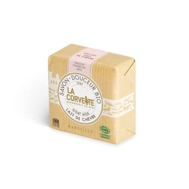 La Corvette Savon Douceur Bio, Lait de chèvre, 100 g - Peaux sensibles type eczémas, psoriasis ou acné - vertus hydratantes