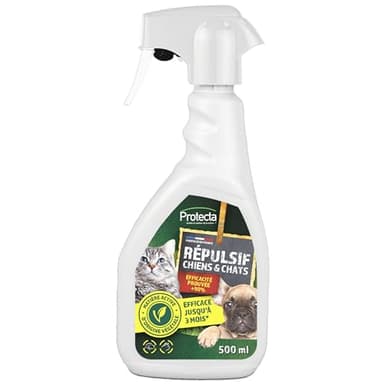 Protecta® - Spray Répulsif Chats et Chiens 750 ML – Efficacité Prouvée à 90% – Protection Jusqu’à 3 Mois – Tous Types de Surfaces – Usage Intérieur & Extérieur