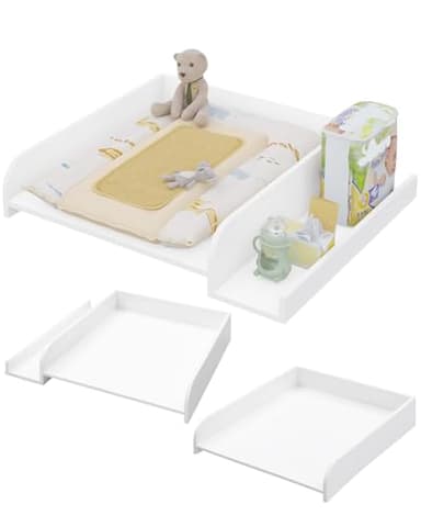 WOLTU Plan à langer pour machine à laver ou sèche-linge, table à langer bébé avec rebord de protection et étagère de rangement, 80 x 70 x 16,5 cm, blanc