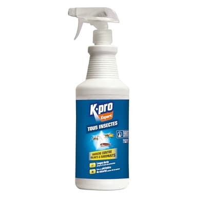 K.PRO EXPERT - Barrière Tous Insectes - Volants et Rampants - Effet Préventif et Curatif - Jusqu'à 3 Mois de Protection - Action Immédiate - Technique Professionnelle - 1l