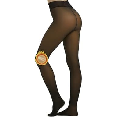 Arkim S/M/L/XL Collant femme hiver, Legging collant polaire femme grande taille, Collants thermiques pour femme - Doublure d'hiver - Faux translucide - En peluche