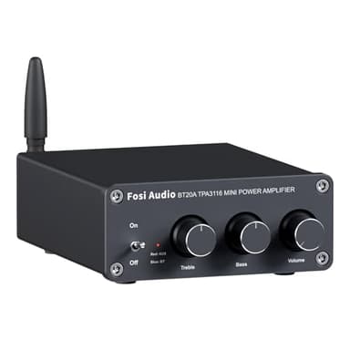 Fosi Audio BT20A Amplificateur Audio Bluetooth, 100W x2 Ampli HiFi Stéréo 2 Canaux, Classe D Ampli TPA3116 Intégré Ampli de Puissance avec Contrôle des Basses et des Aigus pour Home Cinema