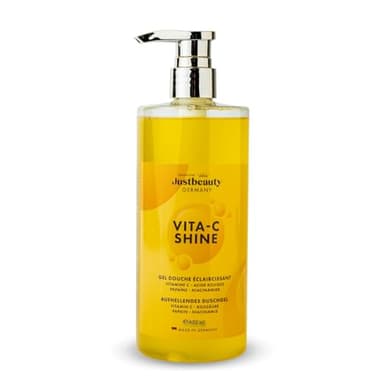 Vita C Shine Gel douche éclaircissant 620 ml – Extra puissant avec vitamine C, niacinamide, acide kojique et acide hyaluronique – Hydratant et équilibrant le teint