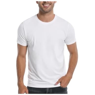 T-shirt pour homme, ultra doux, blanc, uni, col rond, t-shirt basique décontracté pour homme, Blanc., L