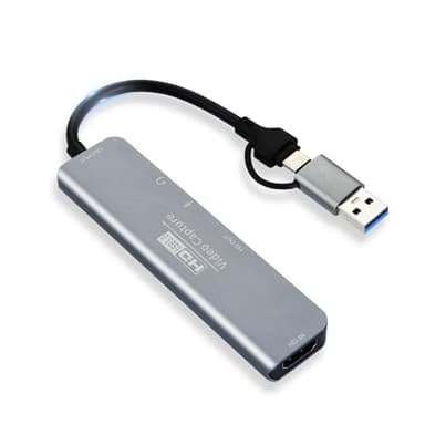 ELUTENG Carte d'Acquisition, Vidéo Carte de Capture 4K HDMI vers USB/USB C 3.0, 4K 30Hz Entrée Capture Vidéo Full HD 1080P pour Le Streaming Compatible avec Switch/PS5/PS4/Xbox/MacBook/iPad/Caméra/PC