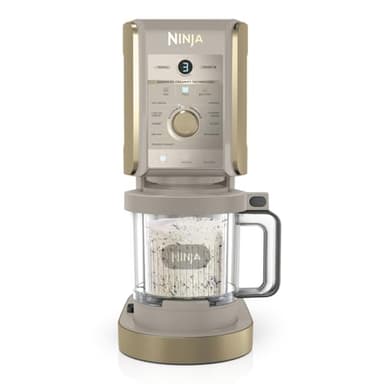 Ninja CREAMi Deluxe Machine a glace et sorbetière, 2 bacs, 10 fonctions, crème glacée, yaourts glacés, des milkshakes, des slush, Pièces amovibles lavables au lave-vaisselle, Stone/Or NC502EUSTGD