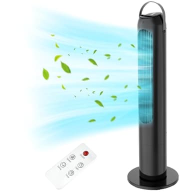 KICLBD Ventilateur tour, grand angle d'oscillation de 70 ° avec 3 vitesses, ventilateur tour sans pale, ventilateur tour avec minuterie 12h, écran LCD avec contrôle tactile, pour chambre à coucher,