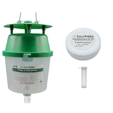 SOLUPHERO - Kit Piège Entonnoir Funnel Trap + phéromone Longue durée Contre la Chenille de la processionnaire du pin - Efficace 6 Mois (200 Jours) - Lutte Biologique - A Installer de Juin à Septembre