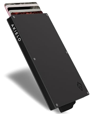AKIELO Porte Cartes RFID Blocage avec Coffret Cadeau – Portefeuille Homme Minimaliste – Protection Carte Bancaire sans Contact (Alpha - Édition Titane)