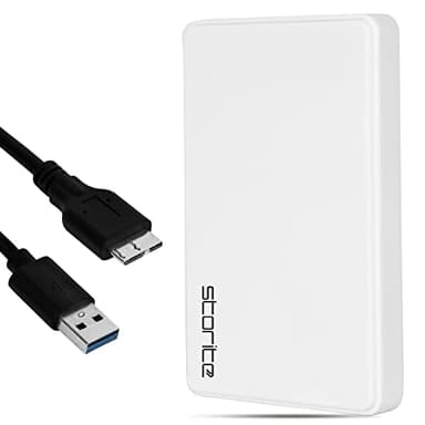 Storite Disque Dur Externe 1To HDD USB3.0 Ultra Rapide et Fin pour la Sauvegarde des données – Disque Dur Portable Compatible pour Mac, Ordinateur Portable, PC, PS4, Console de Jeu (Blanc)