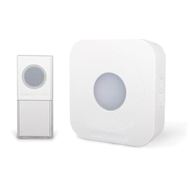 SCS Sentinel - Carillon sans Fil - Portée 200 m - 36 Mélodies au Choix - Indicateur Lumineux - Bouton Étanche IP44 - Fonctionne à Piles - Couleur Blanc Élégant