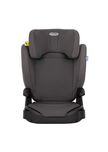 Graco Junior Maxi i-Size R129 rehausseur à dossier haut, env. 3,5-12 ans (100-150 cm), accoudoirs et appui-tête réglables en hauteur, léger, avec porte-boisson, gris, Iron