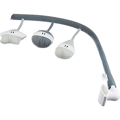 BÉABA, Arche de Jeux/d'éveil compatible Transat Up & Down III, 3 jouets avec différentes fonctions, Complétement rotative, Aide au développement, Ergonomique, Simple, Pratique, Gris