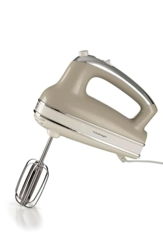 Ariete Vintage, Fouet Électrique Multifonction 1548, 5 Vitesses, Fonction Turbo, 2 Roues en Acier Inoxydable pour Fouetter et Pétrir, Convient à la Pâte, Pizza, Crème Fouettée, 450W, Beige