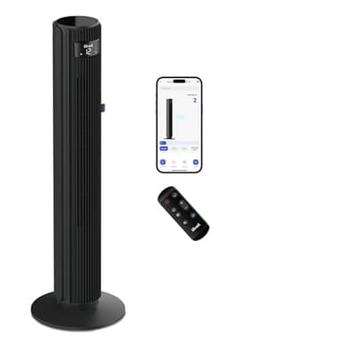 LEVOIT Ventilateur Colonne WiFi Silencieux 25dB, 108 cm pour Grande Pièce, Contrôle par App Alexa, avec 7.9m/s DC, 12 Vitesses de Vent, Oscillant à 90°, Ajusteur Haut et Bas 60° pour Maison