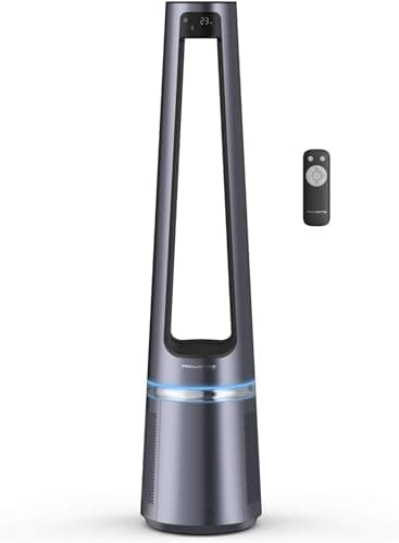 Rowenta Eclipse 2-en-1 Ventilateur purificateur, Ventile et filtre l’air, Particules fines, 32 dB (A), Puissant, Oscillation, 12 vitesses, Minuteur, Départ différé QU5030F0