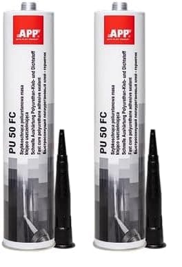 APP PU 50 FC Colle-mastic carrosserie voiture | Colle polyuréthane: excellent pour une utilisation comme colle a pare brise | Mastic colle étanche pour nombreux matériaux | Noir | 310 ml (Lot de 2)