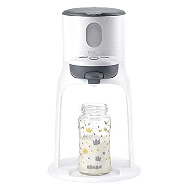 BÉABA , Préparateur-Chauffe Biberon/Petits pots, Distributeur d'eau à Température Exacte, Instantané, Rapide, Fonction Bain Marie, 2 Températures, Chauffe biberon Amovible, Bib'Expresso, Blanc
