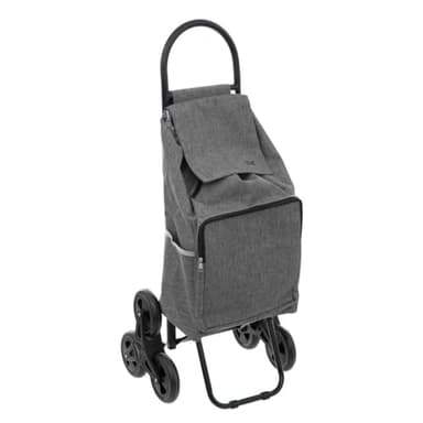 5 five simply smart 5five - Chariot de Course 6 Roues Nomade Métal Gris 40L - Léger - Poches Zippées - Compartiment Fraîcheur - Sac Amovible - Rangement Pratique