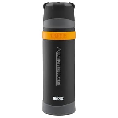 Thermos Bouteille isotherme réutilisable en acier inoxydable pour boissons chaudes ou froides, bouteille d'eau scellée sous vide avec couvercle anti-fuite, 900 ml, noir mat