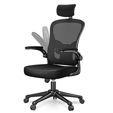 naspaluro Chaise de Bureau, Fauteuil de Bureau avec Soutien Lombaire Ajustable, Accoudoir et Appui-tête Réglables, Dossier Ergonomique Inclinable, Roulette Pivotant à 360°, Nylon, Noir