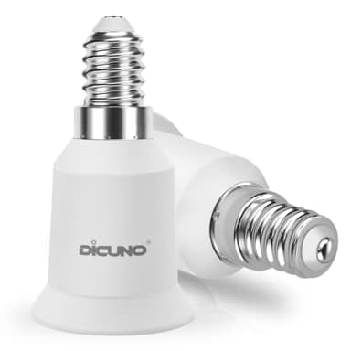 DiCUNO E14 vers E27 Adaptateur de douille, Adaptateur de Convertisseur de douille base de lampe de haute qualité pour ampoules LED et à incandescence et ampoules fluocompactes, 2 Pièces