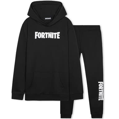 Fortnite Ensemble Jogging Garçon Ado avec Sweat à Capuche et Pantalon, Tenue de Sport Enfant Chaude, Idée Cadeau Gaming (11-12 Ans, Noir/Blanc)