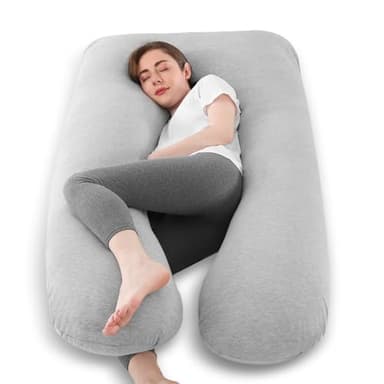 Avmvnvc Coussin de Grossesse - Oreiller de Grossesse en Forme de U pour Femme Enceinte avec Housse en Jersey Plus Respirant - Coussin d'allaitement - Coussin de Maternité et Corps pour Dormir (Gris)