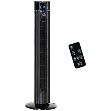 HOMCOM Ventilateur colonne ioniseur 2 en 1 - oscillant silencieux 60W - télécommande, panneau contrôle tactile, timer - 3 modes, 3 vitesses - noir