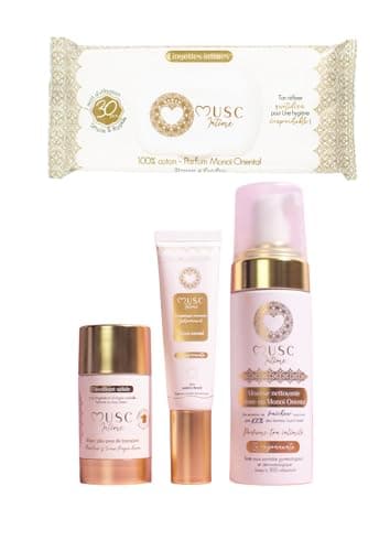 MUSC INTIME La Marque Officielle - L'Intime Rituel Musqué - Mousse Intime & Parfum Intime & Déodorants & Lingettes - Monoï Oriental - Rayonnante - 4 Étapes Fraîcheur - 150ml & 30ml & 50g & 30 unités
