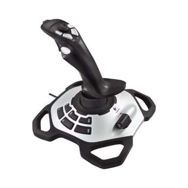 Logitech G Extreme 3D Pro Joystick, Contrôle de la Gouverne avec Manche Rotatif, 12 Boutons Programmables, Bouton PDV Octodirectionnel, Base Stable, Gâchette de Tir Rapide, USB, PC - Noir/Argent