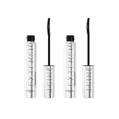 L'Oréal Paris - Mascara Volume & Longueur - Convient aux Yeux Sensibles - Formule Allongeante - Brosse à Picots Sculptants - Telescopic Extensionist - Lot de 2