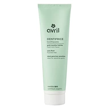 Avril - Dentifrice - Sans Fluor - Idéal Gencives Sensibles - Goût Menthe Fraîche - Certifié Bio Ecocert - 99% d'Origine Naturelle - Produit Vegan, Fabriqué en France - 100ml