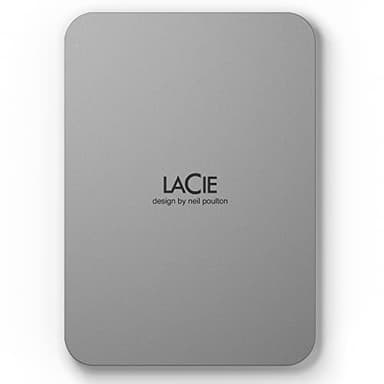 LaCie Mobile Drive Moon, 2 To, disque dur externe portable, Silver, USB-C 3.2, pour PC et Mac, en matériaux recyclés, avec abonnement àToutes les applications Adobe et Services Rescue (STLP2000400)