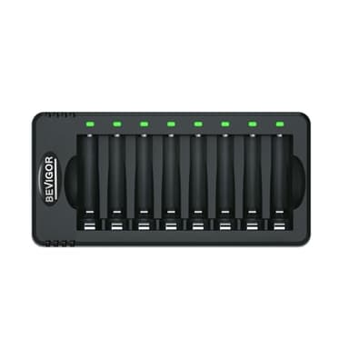 BEVIGOR Chargeur De Piles 8 Slots pour Batteries NiMH Rechargeables, Charge Rapide, Piles Non Incluses