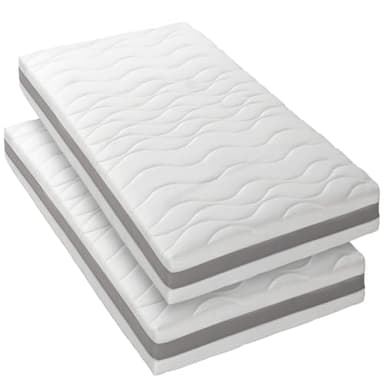 Blue Moon – Lot de 2 Matelas 3D Twist 90x200. Mousse profilée 5 Zones de Confort. Épaisseur 15 cm – Compatible avec Lits IKEA – Fabriqué en Belgique – Garantie 7 Ans
