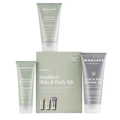 ManCave Sensitive Skin & Body Kit Coffret cadeau pour hommes avec nettoyant pour le visage hydratant nettoyant pour le corps à l'aloe vera et au pin soins de la peau soins du visage pour hommes