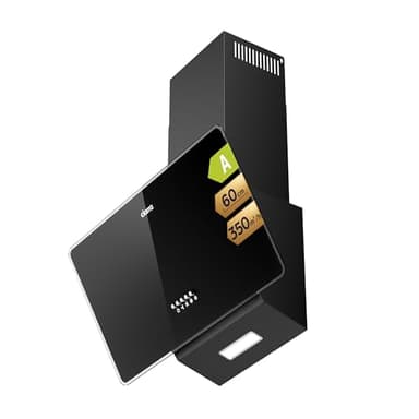 CIARRA CBCB6750 Hotte Aspirante Inclineé 60cm 350 m³/h - Hotte de Cuisine Classe A - Hotte de Cusine Silencieuse - Recyclage ou Evacuation - Hotte Noire Décorative