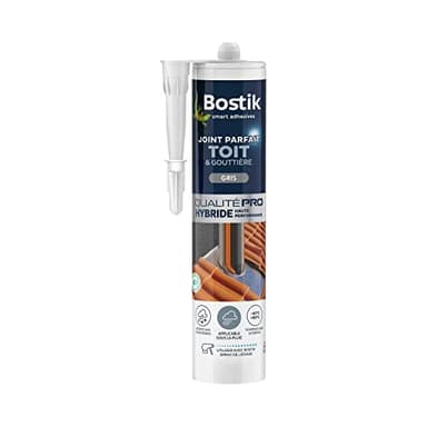 Bostik Mastic d’Étanchéité Joint Parfait Toit et Gouttière – Tous Matériaux – Extérieur – Résiste aux Intempéries et Températures Extrêmes – Applicable sous la Pluie – Hybride Polymère – Gris – 290 ml
