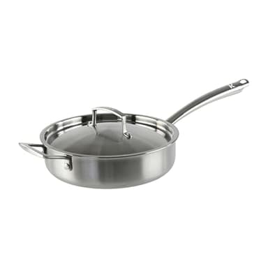 KAMBERG - Sauteuse Ø28 cm en Acier Inoxydable 18/10 Triply - Sans PFAS - Couvercle inclus - Tous feux dont induction et four - 0008279, Gris